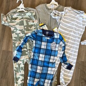 Set of 6 Children’s Place & Gerber 4T Blue Plaid and Striped Kids Pajama Set